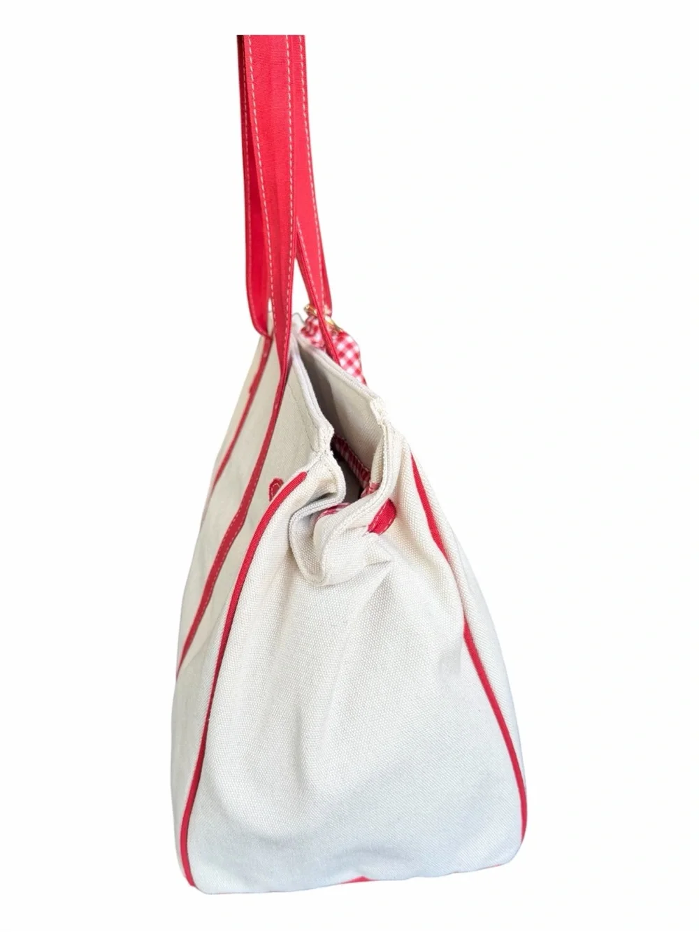 VIRAL Sol & Mer Red Canvas Tote with Scarf and Fruit Charms Vacation Style Bag - Picture 5 of 11